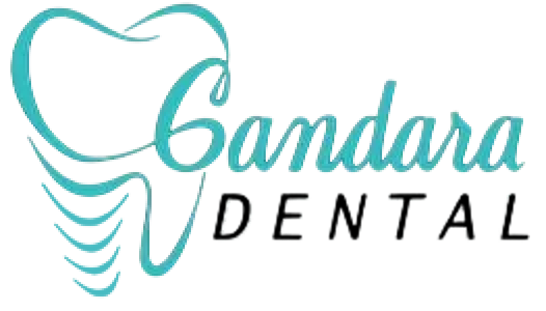 Stylized tooth logo, "Candara Dental" text.