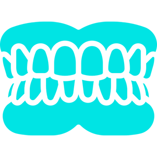 Cartoon teeth illustration in teal