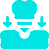 Dental implant icon with arrows